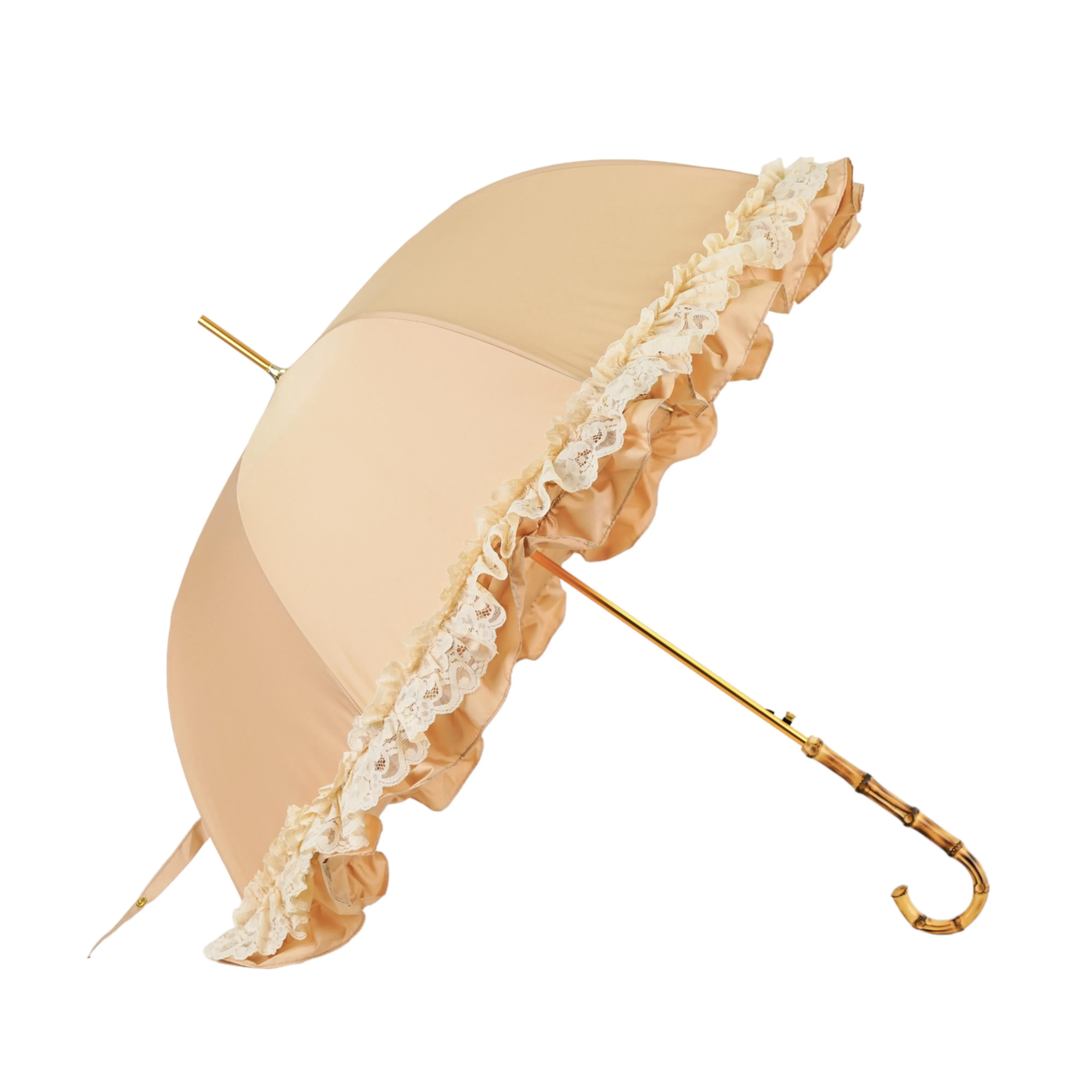 Retro-style umbrella-parasol with ruffles and lace