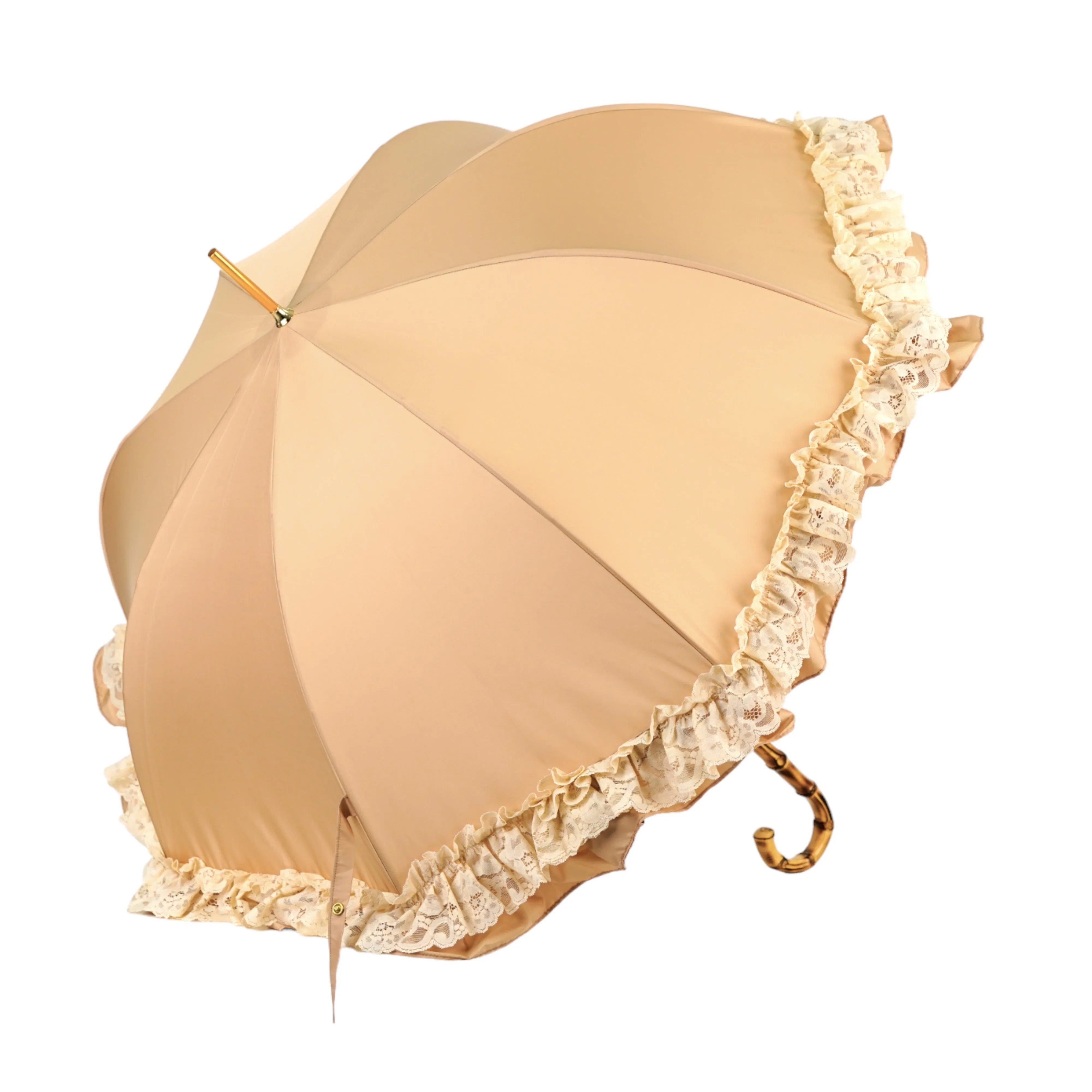 Retro-style umbrella-parasol with ruffles and lace