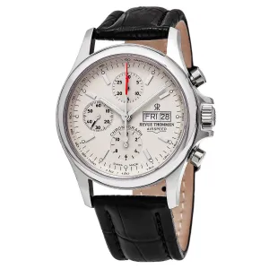 Revue Thommen 17081.6532 'Pilot' Cream Dial Brown Leather Strap Chronograph Swiss Automatic Watch