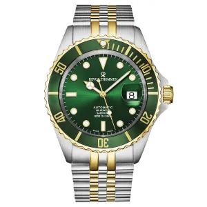 Revue Thommen Men's 'Diver' Green Dial Two Tone Stainless Steel Bracelet Automatic Watch 17571.2244