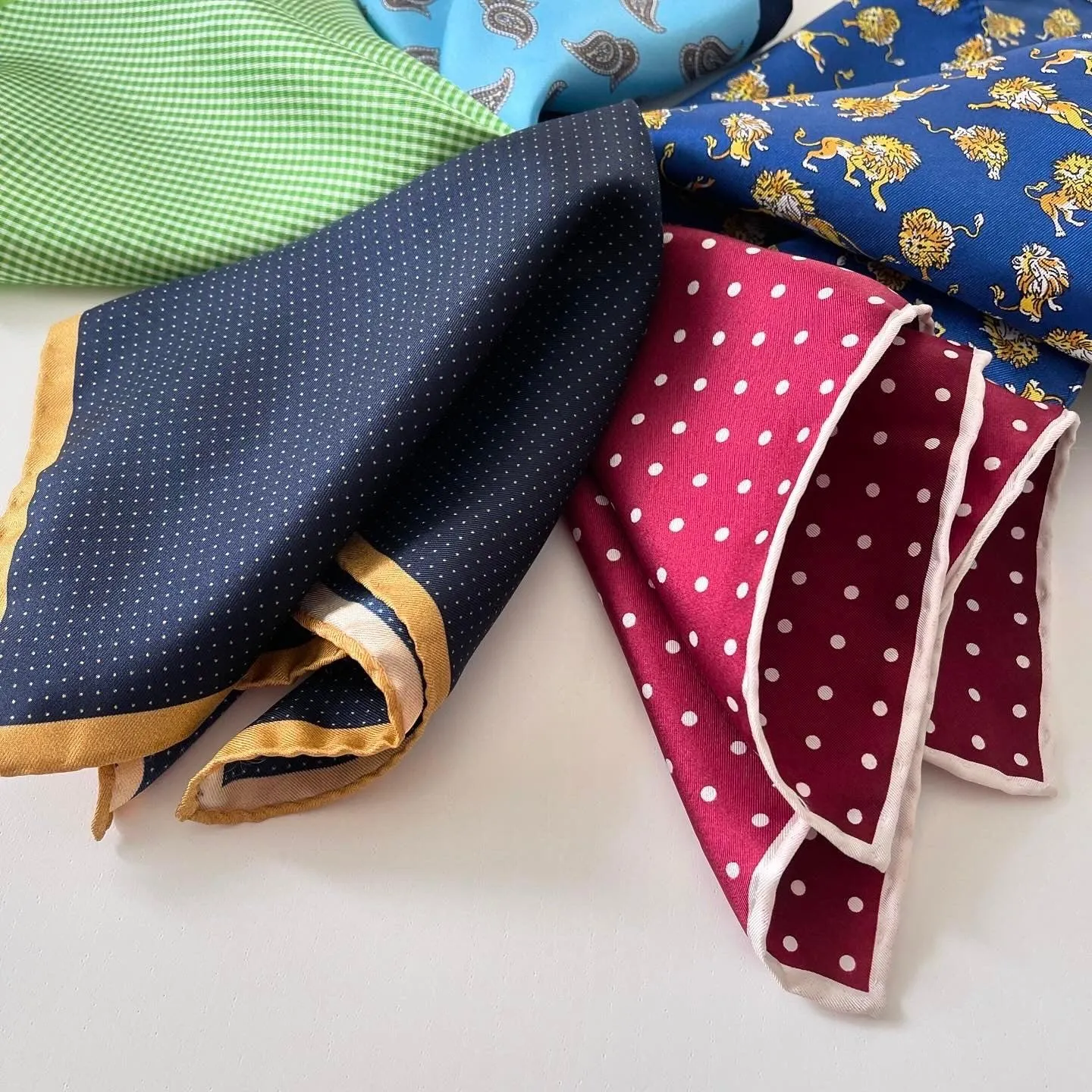 SET OF 5 Silk Pocket Squares