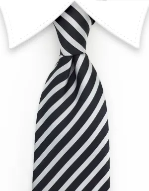 Silver & Black Striped Men's Tie