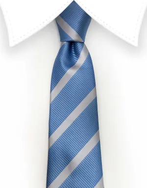 Sky Blue Tie with Silver Stripes