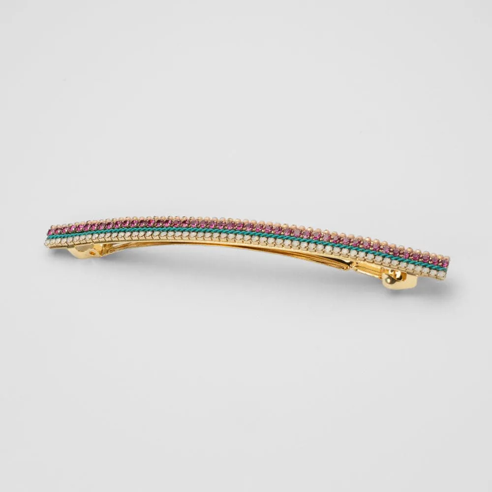 Tricolour Crystal Barrette Clip