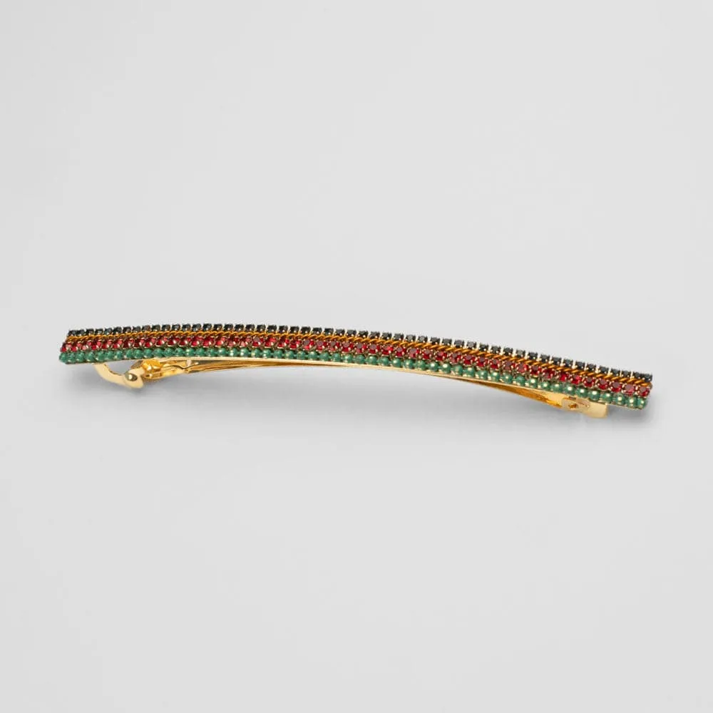 Tricolour Crystal Barrette Clip