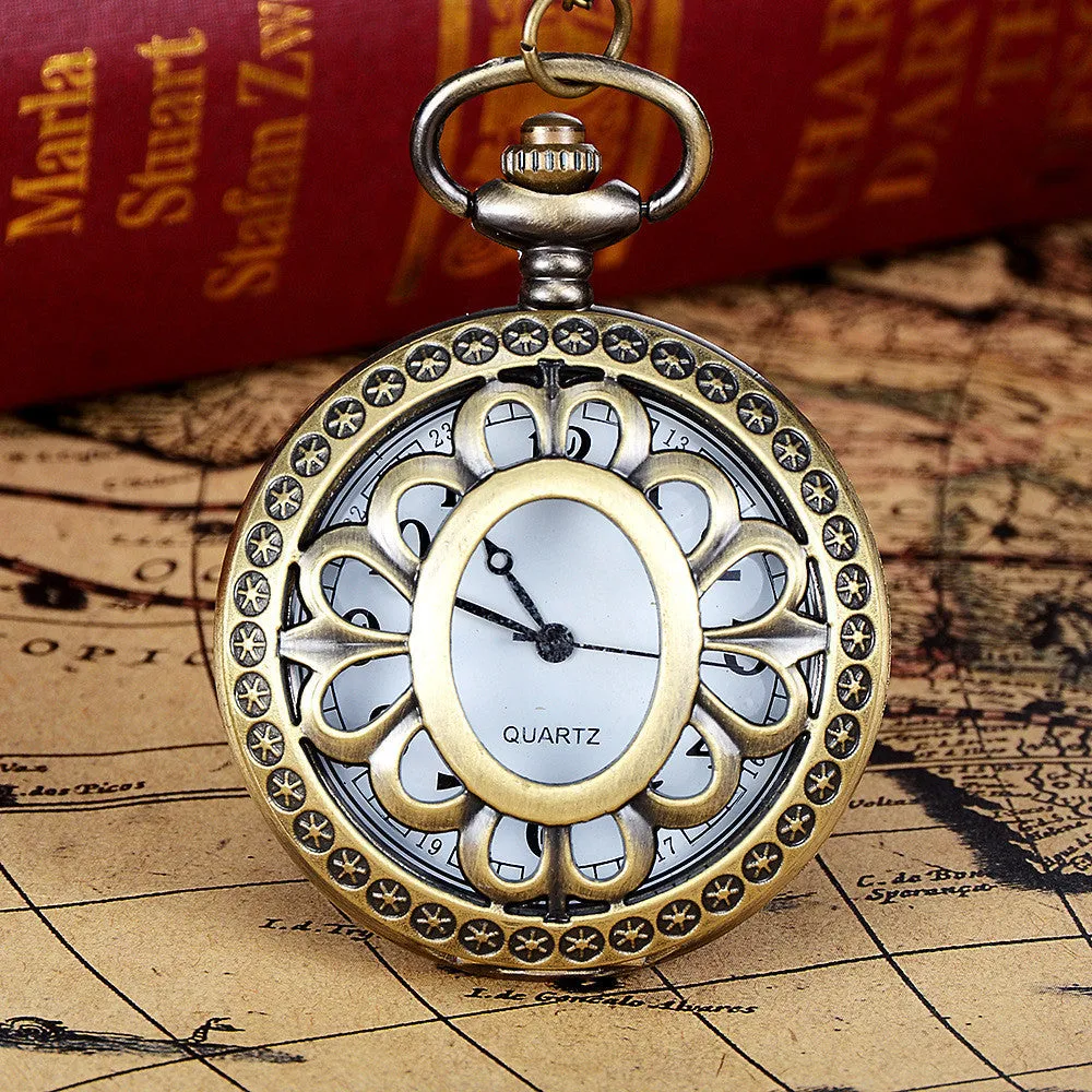 Vintage  Spider Web Design Chain Pendant Men's Pocket Watch