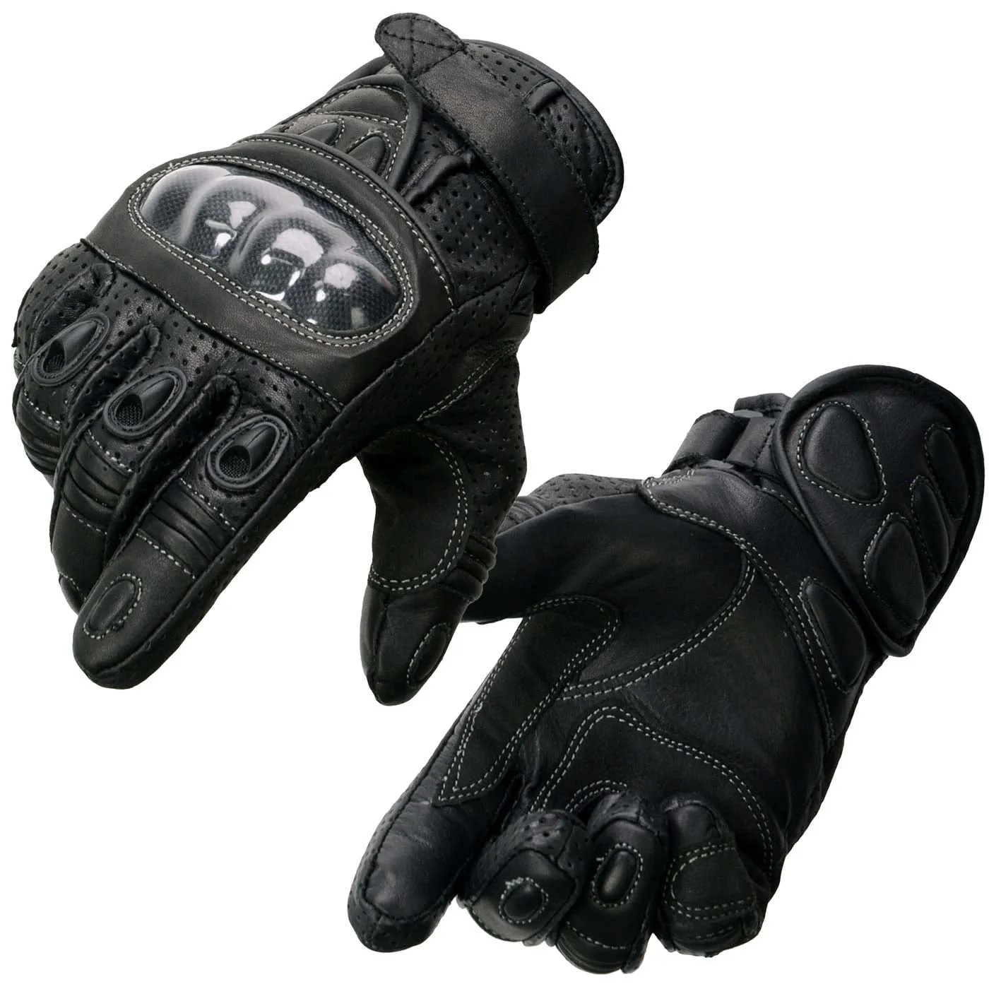 Xelement XG298 Men's Black 'Knuckle Protect' Leather Protective Racing