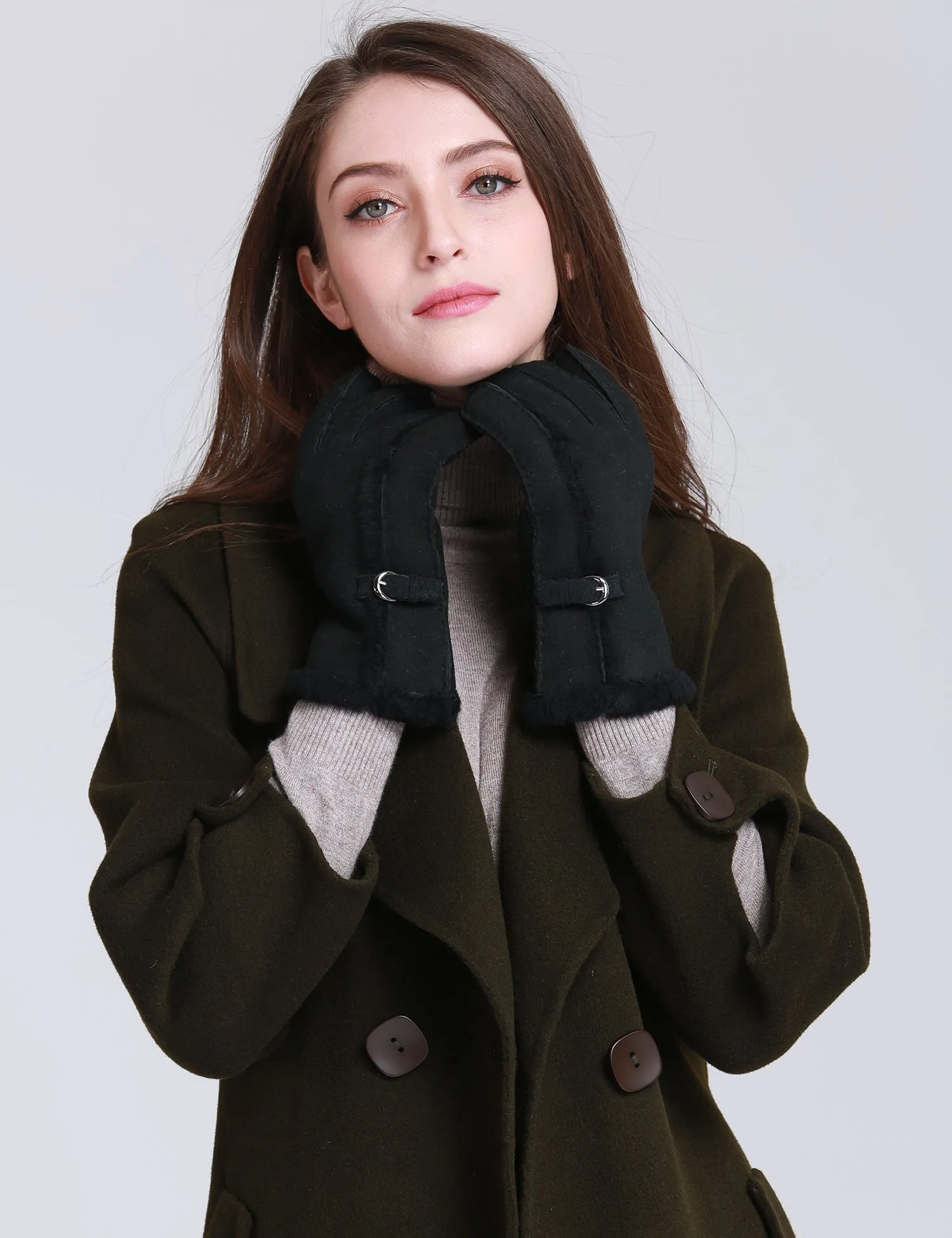 YISEVEN Women's Shearling Leather Gloves